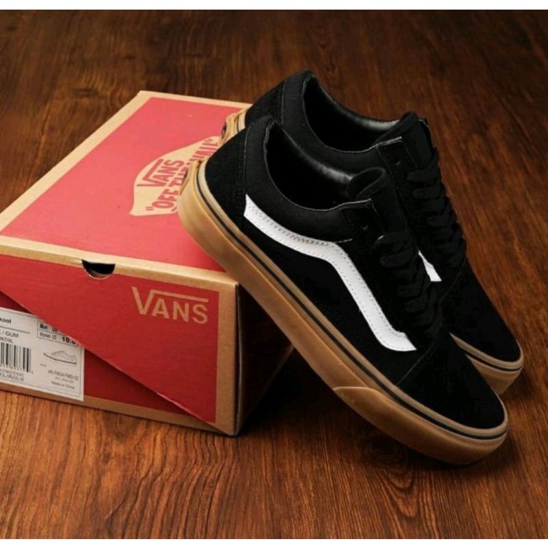 SEPATU WOLF X VANS AUTHENTIC FULL BLACK HITAM POLOS WHITE PUTIH OLDSKOOL ERA SK8-Hi  BLACK GUM WHITE STRIPES