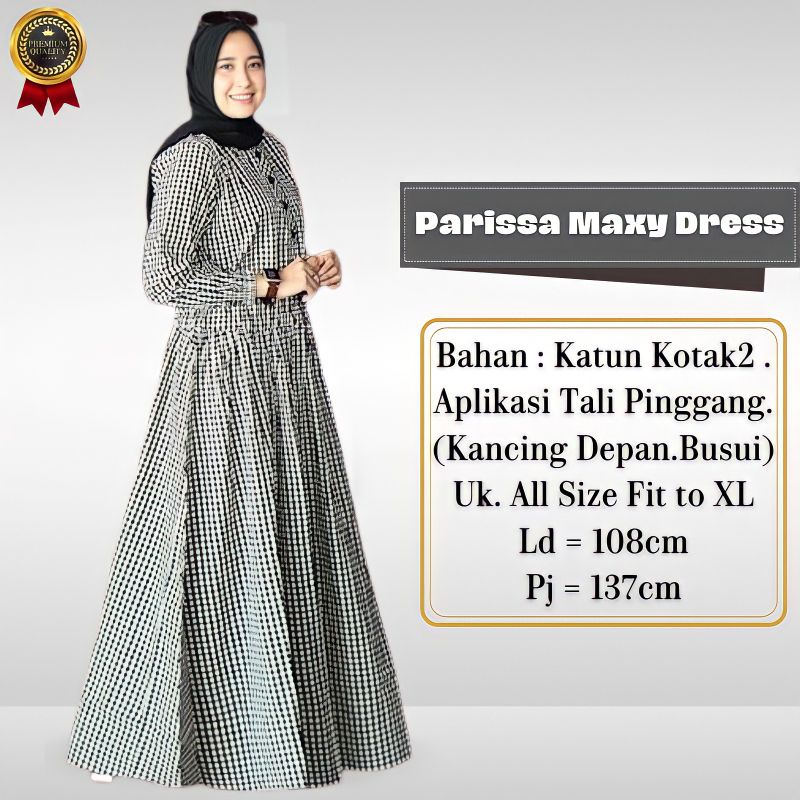 Baju Gamis Syari Wanita Terbaru Parissa Maxy Dress Katun Kotak-Kotak Remaja & Dewasa