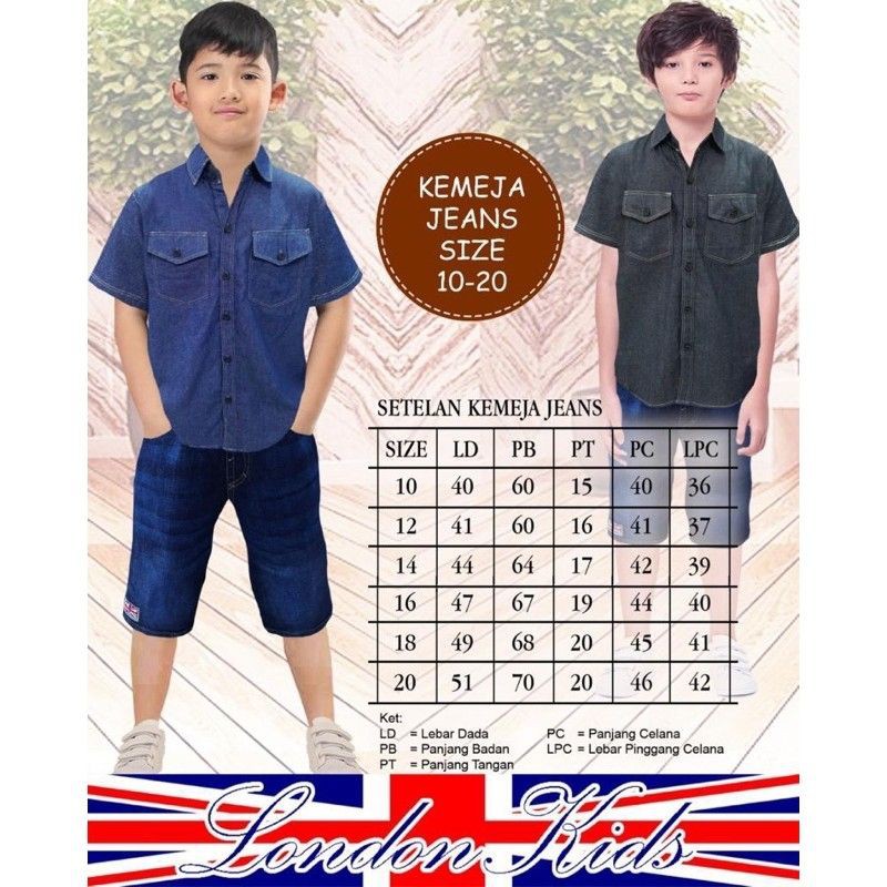 setelan kemeja jeans london kids