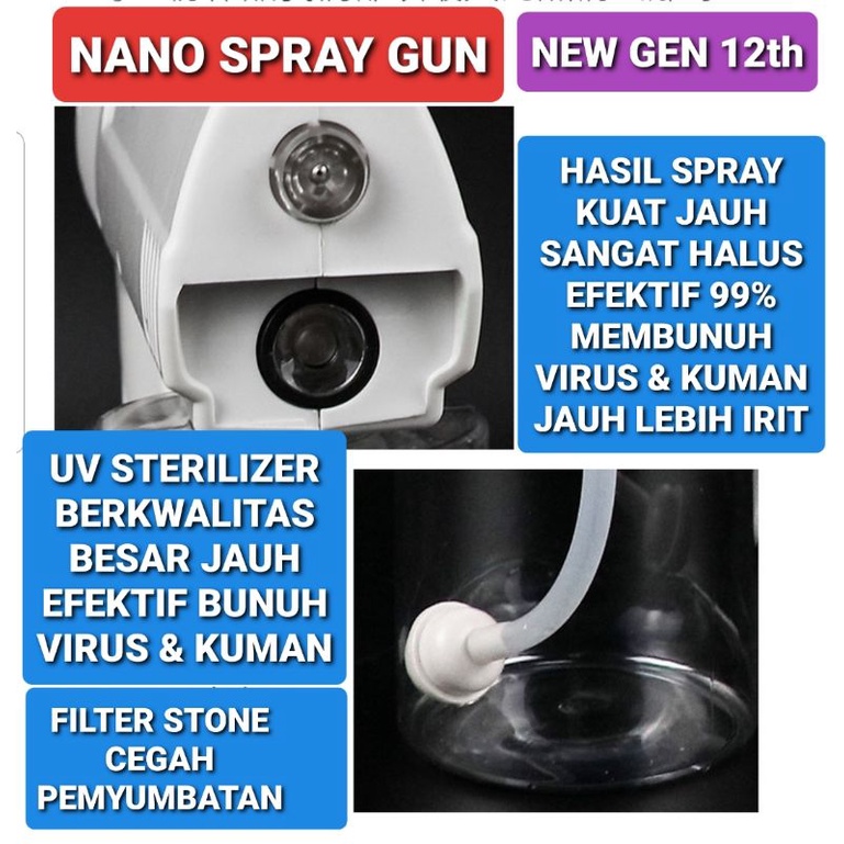 Nano Spray Gun Disinfenctant Wireless Gen 12 UV Sterilizer Gun Portable Atomizer Fogging Gun