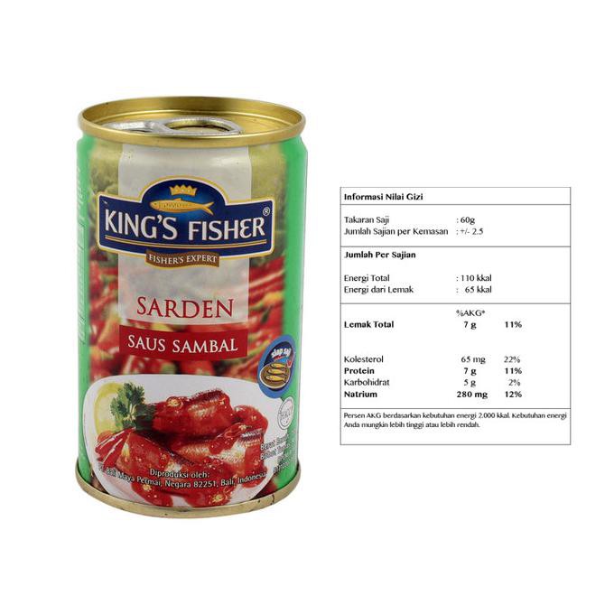 

Paket 6 pcs King's Fisher Sarden mini saus sambal Makanan Kaleng 155g