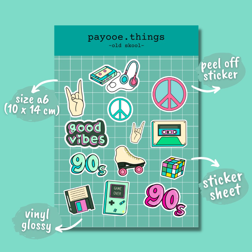

STIKER HP LAPTOP / TUMBLR / AESTHETIC / VINYL LAMINATING GLOSSY A6: OLD SKOOL (KISS CUT)