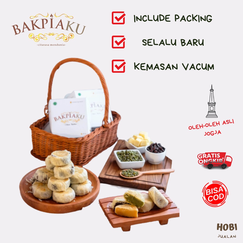 

Bakpia BAKPIAKU original JOGJA isi 10, isi 20 kemasan VACUM (OLEH-OLEH JOGJA) oleholehjogja free packing VAKUM premium rasa mendunia gratis ongkir bisa COD HALAL SELALU BARU KEJU COKLAT KACANG IJO KUMBU HITAM GREEN TEA SUSU