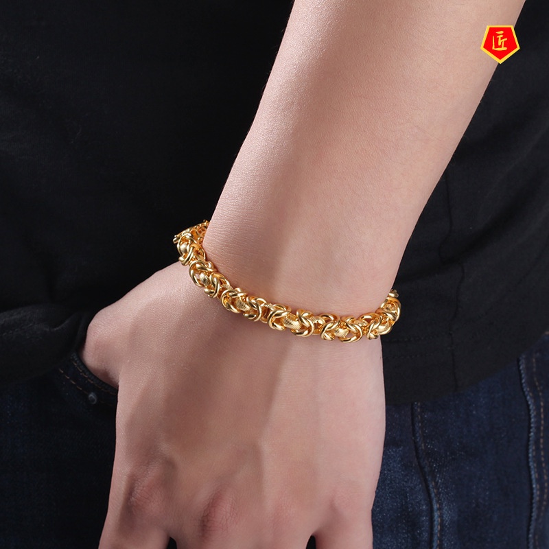 [Ready Stock]Men's Domineering Retro Glossy Dragon Pattern Bracelet