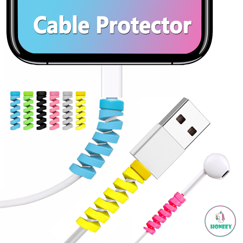 4pc Kabel Data / Charger Spiral untuk Cable Winder Saver for iPhone / oppo / vivo / Huawei / Samsung