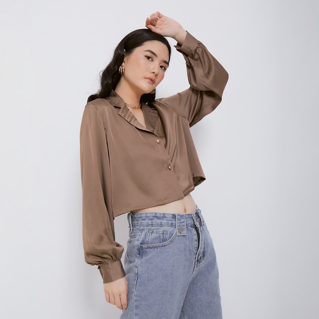 VIERLIN - Top 353 - kemeja silk crop