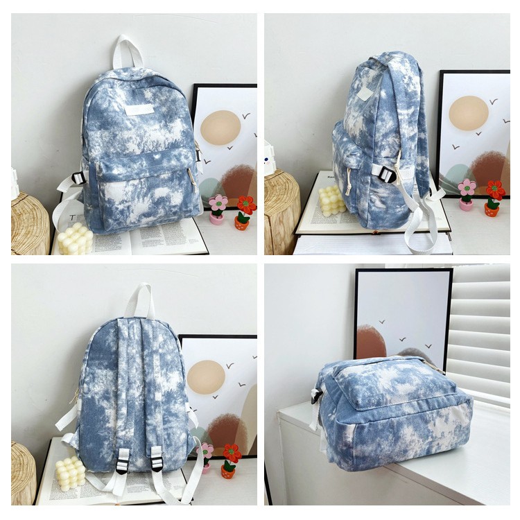 TAS RANSEL WANITA KANVAS TIE DYE BACKPACK ZENIN TA449B2 REMAJA KOREA KEKINIAN CEWEK GENDONG PUNGGUNG BESAR SEKOLAH KULIAH KERJA BATAM IMPORT PREMIUM MURAH