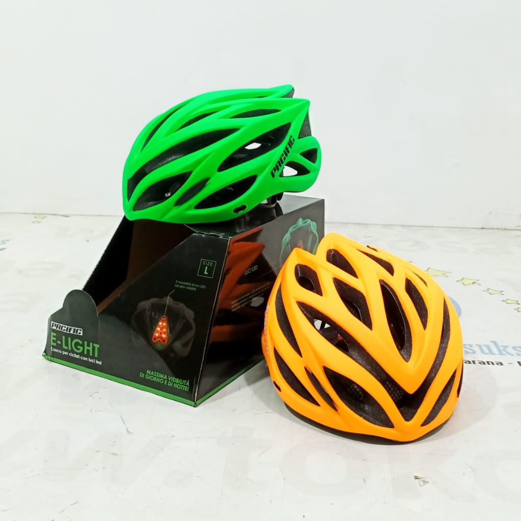 Helm Sepeda MTB Pacific SP-J121 E-Light L 58-61cm LED lights have three modes w European & US Safety