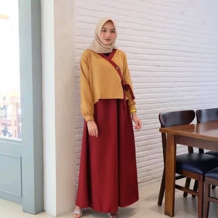 HANURA MAXI KUNING -  Gamis Remaja Modern Kekinian - HIAB64     HANURA MAXI KUNING - Gamis Remaja | 