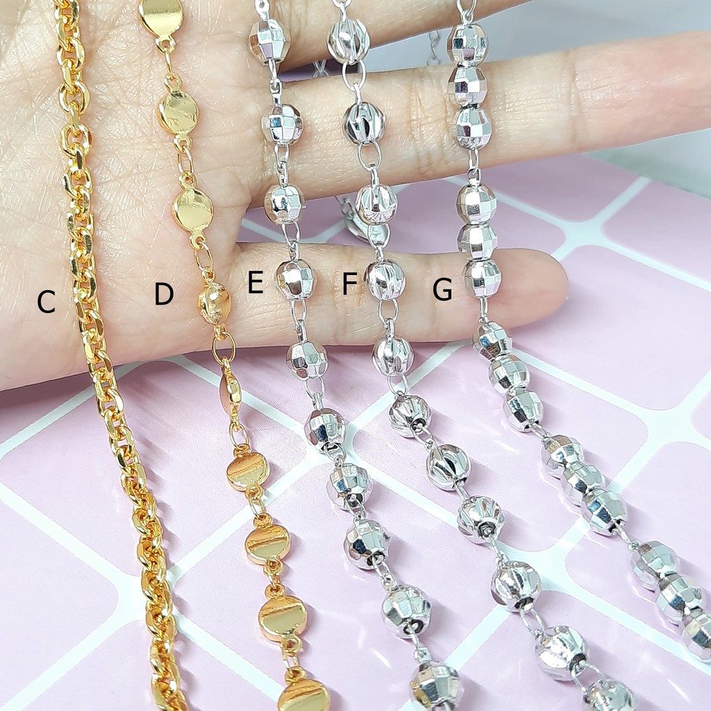 Gelang Tangan Rantai Bola Plat Batu Putih Love - BB361