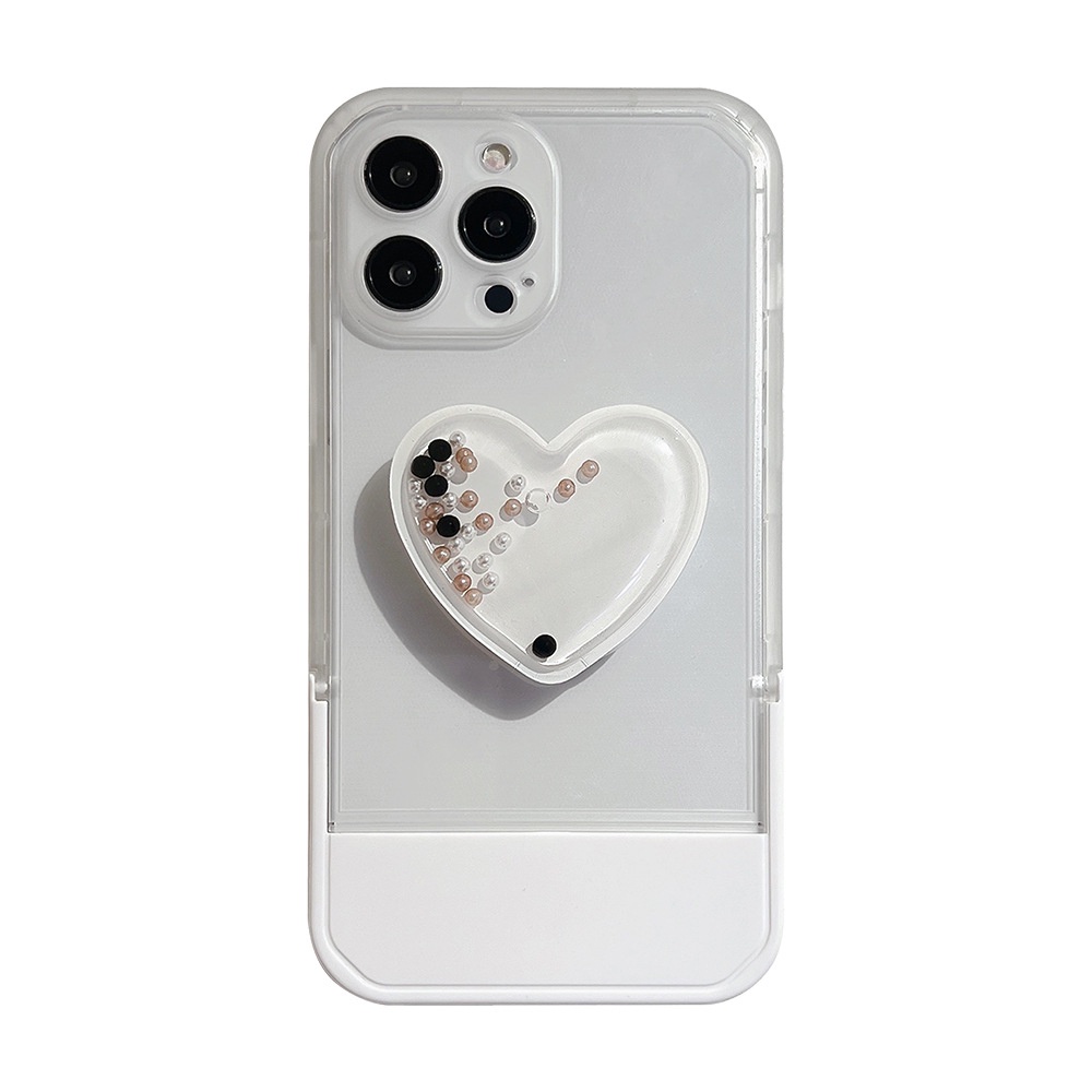 IPHONE Braket Pasir Hisap Love Hati Glitter Lipat Phone Holder 2in1 Case Cover Transparan Untuk Iphone7 8 PLUS X XR XS 11 12 13 14 PRO MAX SE 2020