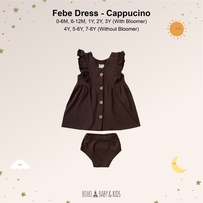 BOHOBABY BOHOPANNA FEBE DRESS TERUSAN ANAK BAYI-CAPPUCINO