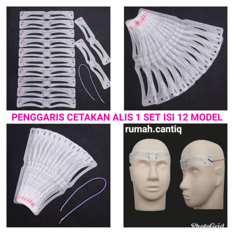 PENGGARIS CETAKAN ALIS EYEBROW RULER 1 SET ISI 12 MODEL