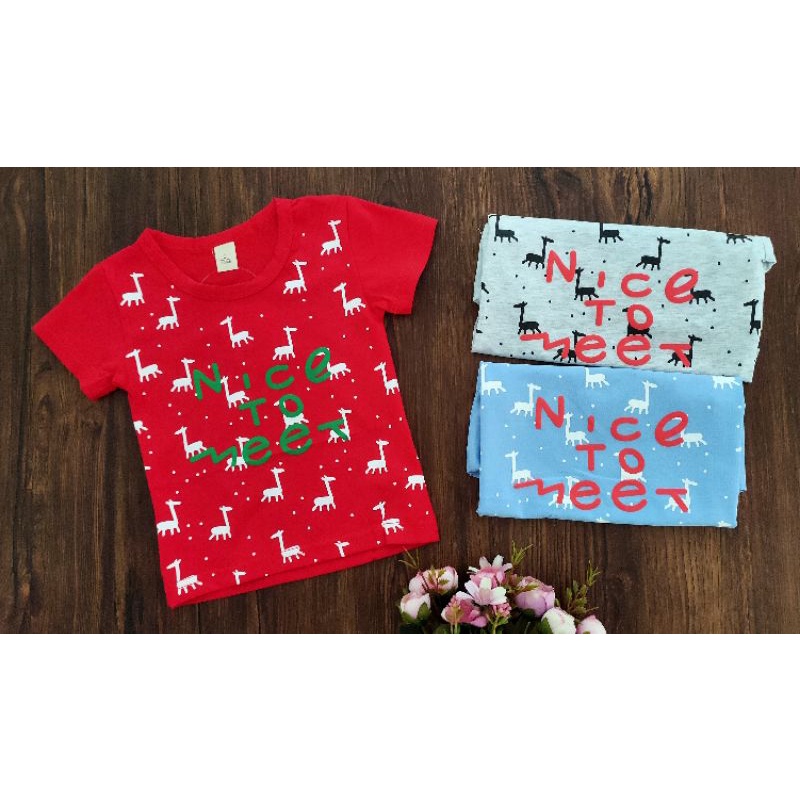 Nice To Meet / Kaos Import Anak Perempuan Usia 1/2 - 2 TH / Pakaian Anak Import / Grosir Baju Anak I