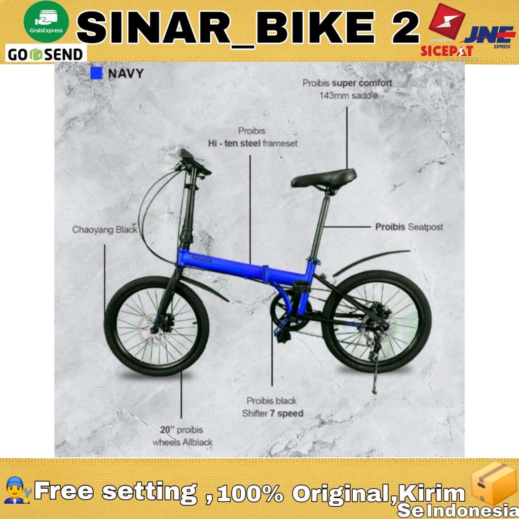 Sepeda Lipat 20 inch Pro Ibis Disc Brake 7 Speed