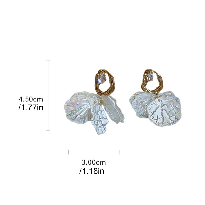 Anting Stud 925 Silver Needle Bentuk Kelopak Ikan Geometris Tidak Teratur Bahan Zirkon Gaya Perancis Untuk Wanita