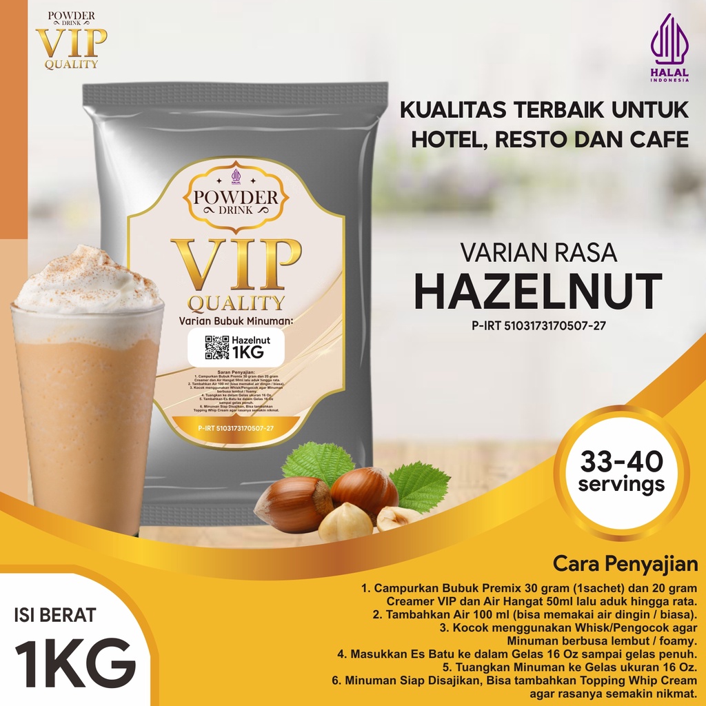 

Bubuk Minuman Kualitas VIP Rasa Hazelnut 1 Kg Hazelnut Bubuk Minuman Kelas VIP Boba Drink Powder