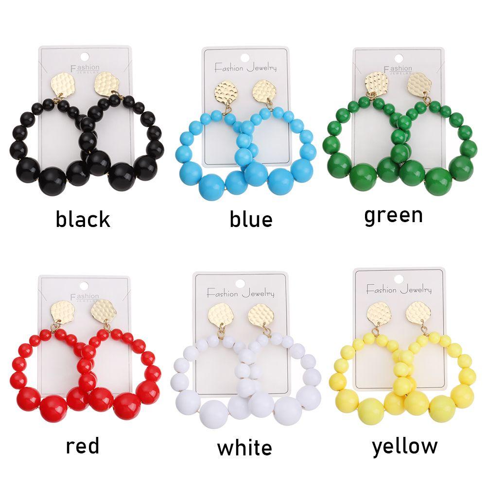 PREVA Bead Hyperbol Earrings Trend Color Gifts Acrylic Hanging Earrings