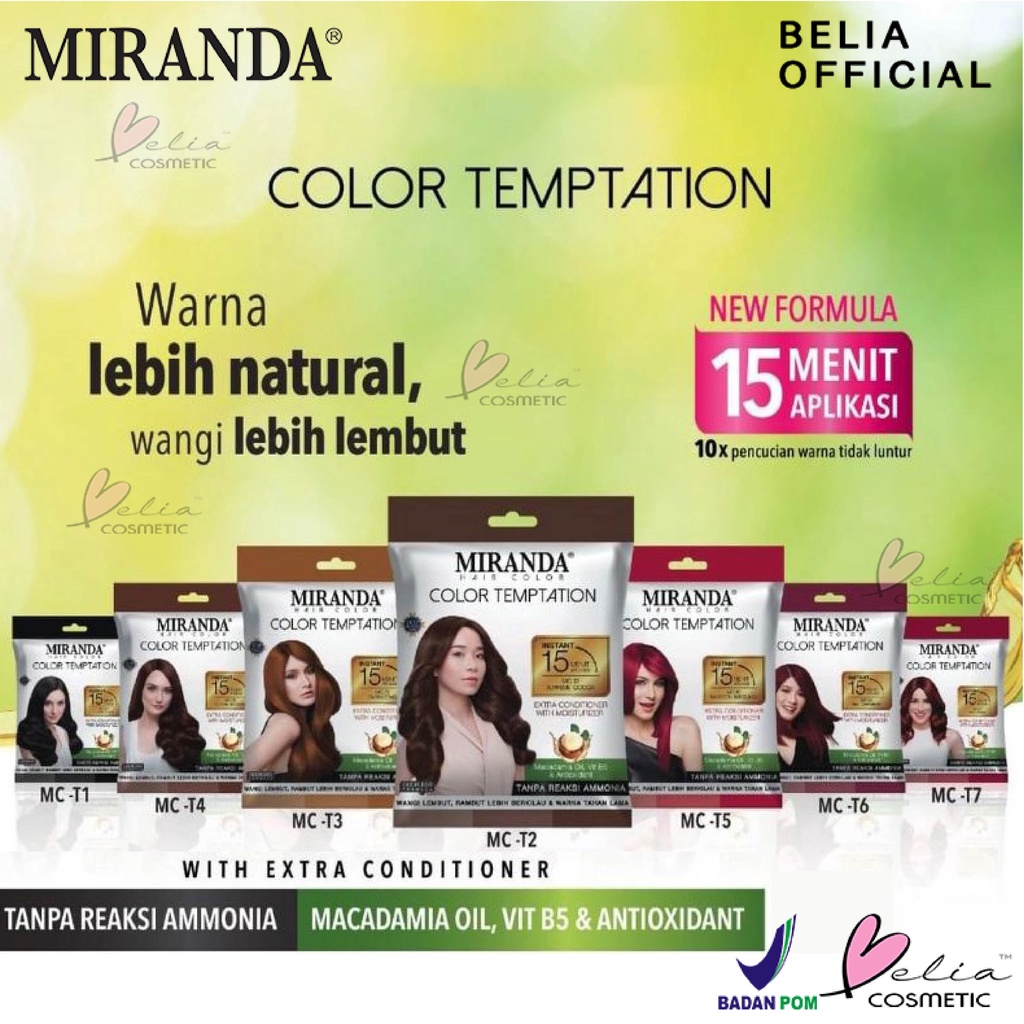 ❤ BELIA ❤ MIRANDA Hair Color Temptation 20ml BPOM | Cat Pewarna Rambut Sachet Instan 15 Menit Colour Cepat