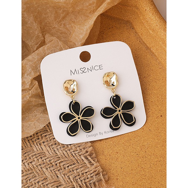 LRC Anting Tusuk Fashion Double Geometric Flower Alloy Earrings P59513