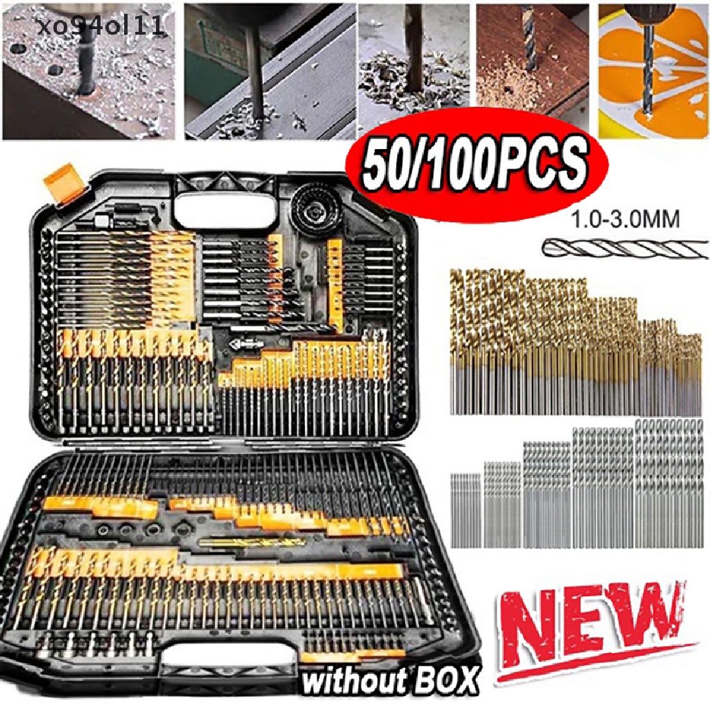 Set 100 / 50pcs Mata Bor Dengan Bahan HSS High Speed Steel Lapis Titanium