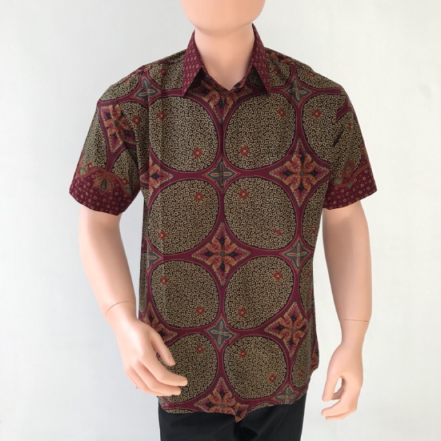 hem lengan pendek tulis katun batik murah pria