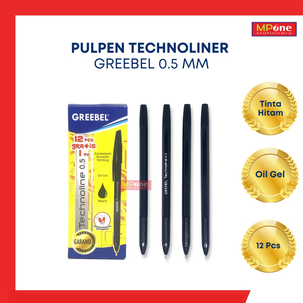 

(1 KOTAK ) Pulpen Technoline Hitam / Pulpen Technoline Greebel Tinta Hitam / Pulpen Greebel Technoline 0.5MM