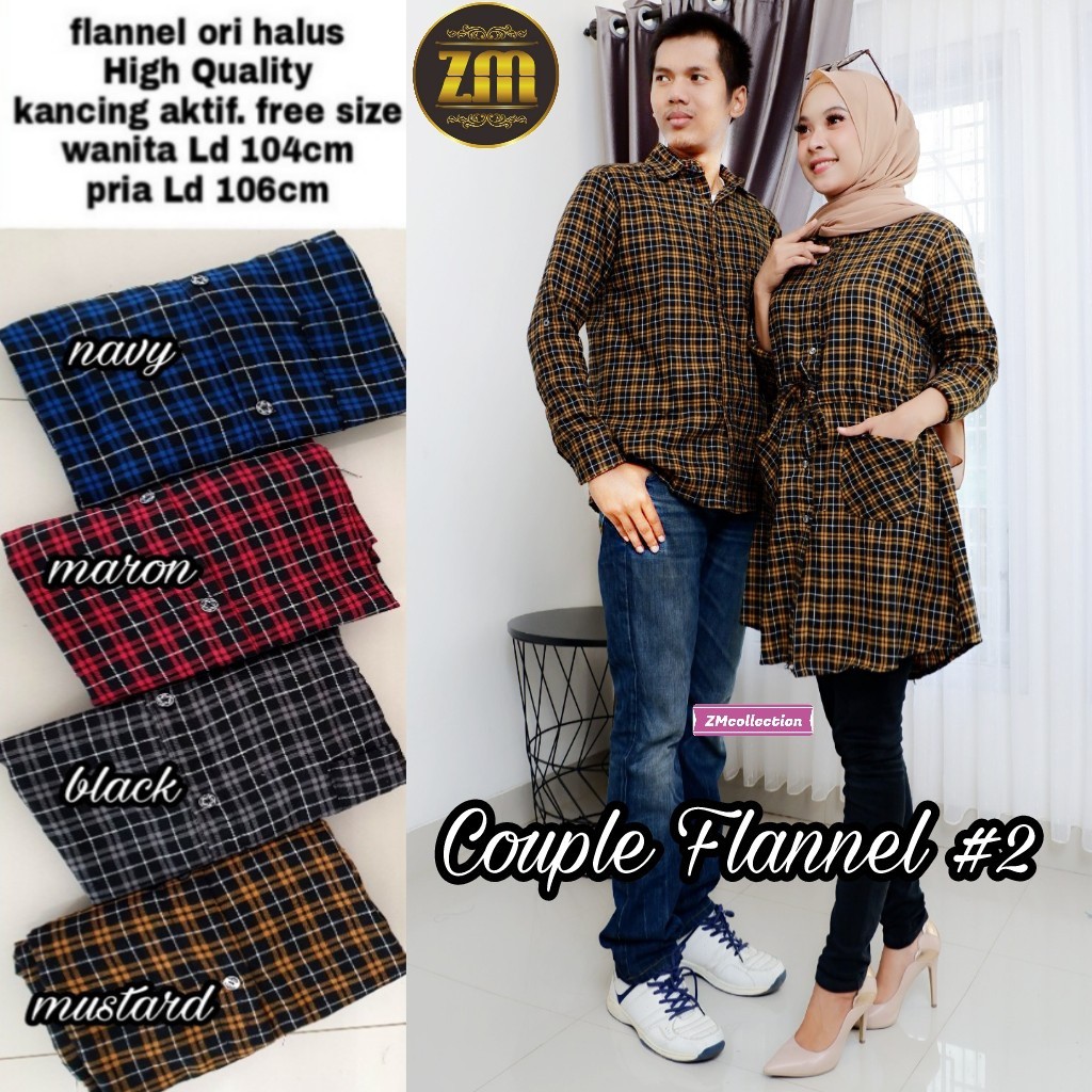ORI TUNIK HIJAB - COUPLE FLANEL #2 MUSTARD DINARA