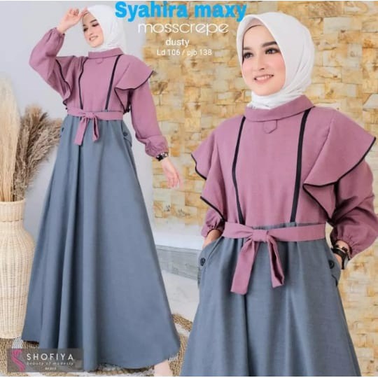 SYAHIRA MAXI Bahan Moscrepe Pakaina Wanita Gamis Panjang Terusan Gamis Wanita Dress Muslim Terbaru