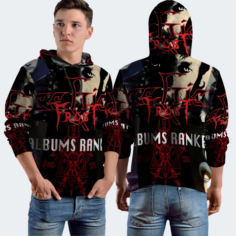 Jaket Hoodie Fullprint Celtic Frost Bahan Polyester Jersey