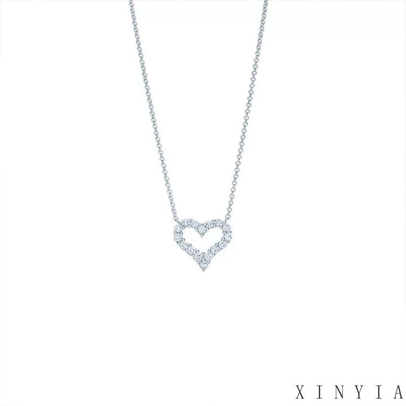 【Bayar di tempat】Kalung Love Zircon Cinta Fashion Korea Necklace Girls Light Luxury Niche Design Rantai Klavikula Yang Indah-A.one