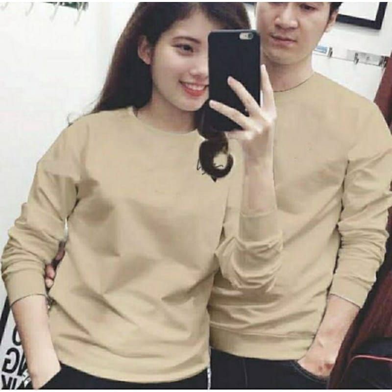 Baju Lengan panjang POLOS  Pasangan Couple Kaos  Distro trendy dan kekinian / harga sudah termasuk 2pcs