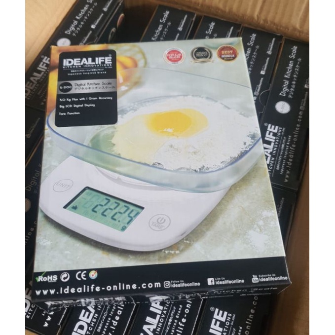 Idealife IL-210C Timbangan Timbang Tepung Bumbu Dapur Wadah Bening Digital Scale dapur garansi resmi IL 210C