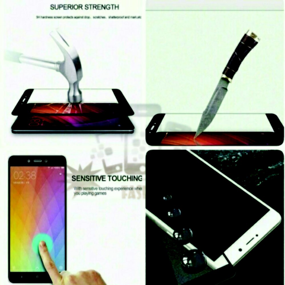 Tempered Glass Vivo V7 Full Colour Bagian Depan / Anti Gores Kaca / Screen Protector Pelindung Layar