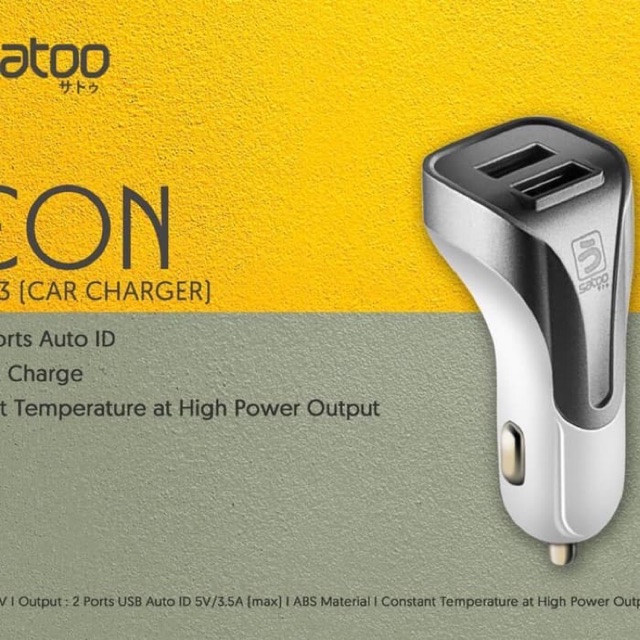 Saver car charger mobil satoo Leon 2Usb Ports