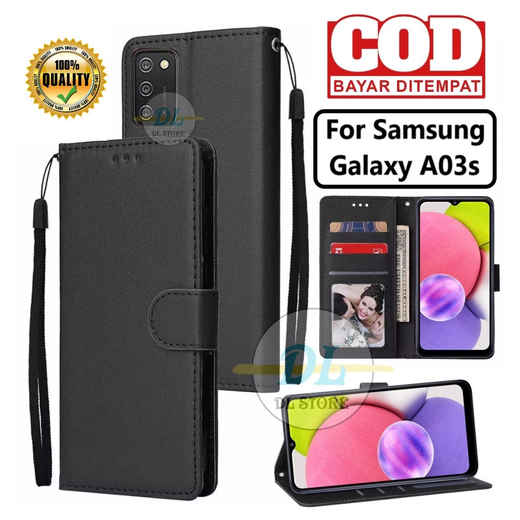 SAMSUNG GALAXY A03s FLIP LEATHER CASE PREMIUM-FLIP WALLET CASE KULIT UNTUK SAMSUNG GALAXY A03s CASIN