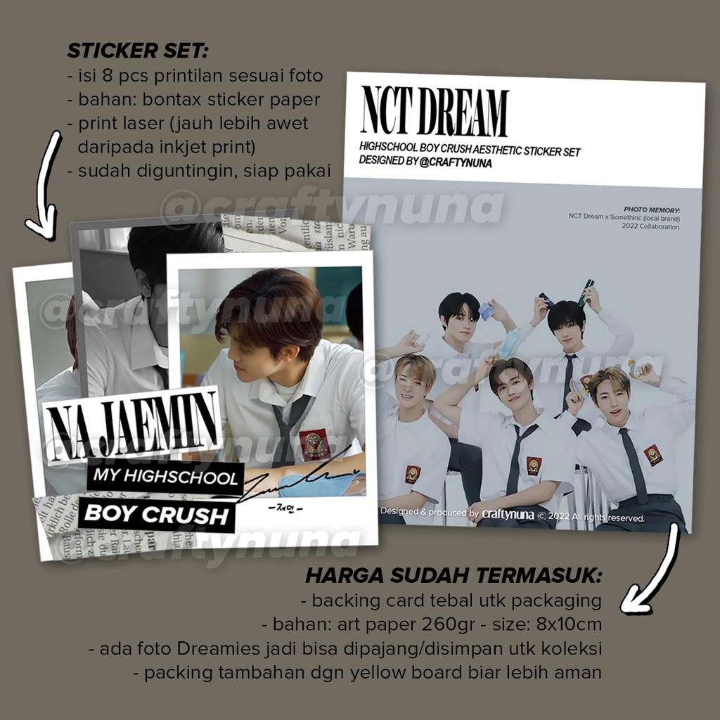 (NC-032) NCT DREAM HIGHSCHOOL CRUSH SMA LOKAL STICKER SET aesthetic stiker hias case hp kpop somethinc foto boyfie