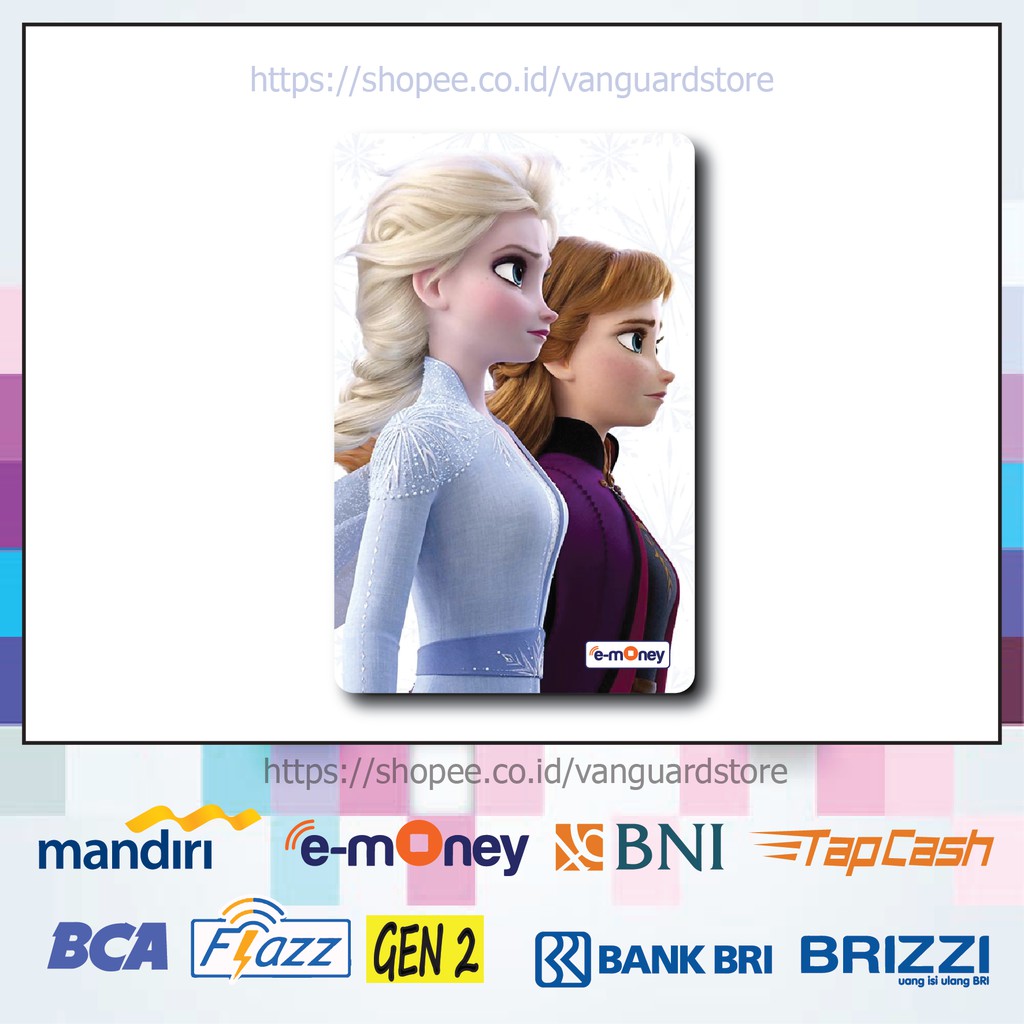 KARTU E MONEY E TOLL FROZEN ELSA &amp; ANNA KARTUN MOVIE 24 EMONEY MANDIRI FLAZZ BCA BNI TAPCASH BRIZZI