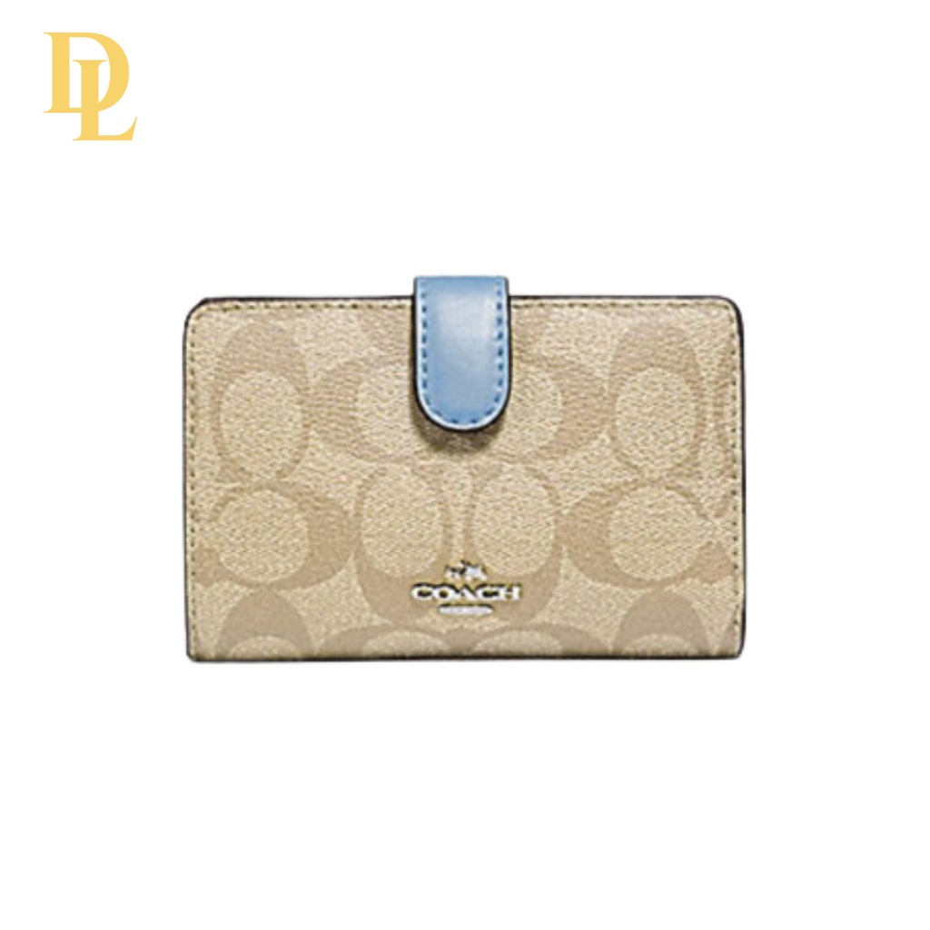 COACH MEDIUM CORNER ZIP WALLET KHAKI BERRY (F39127)