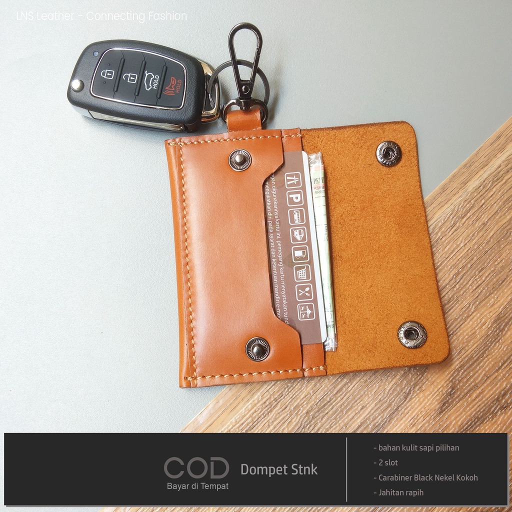 Key Wallet Dompet Stnk Mobil Dua Slot Kulit Asli