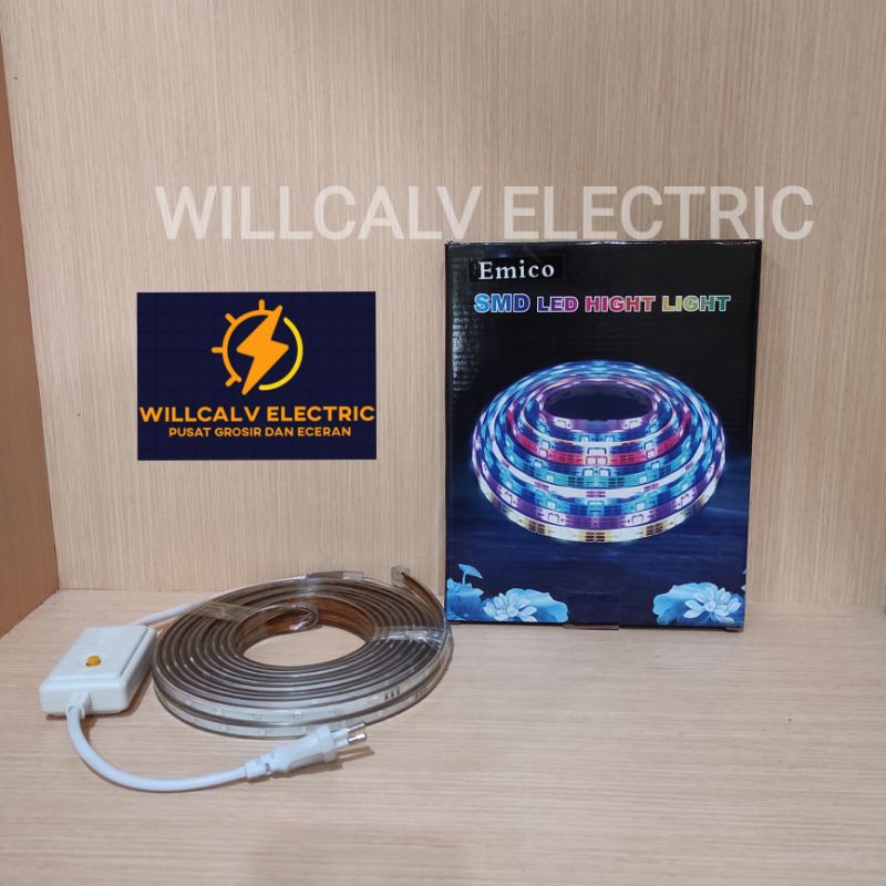 LAMPU SELANG PERSEGI LED STRIP 10 Yard WARNA WARNI MIX PLUS ADAPTOR 220V