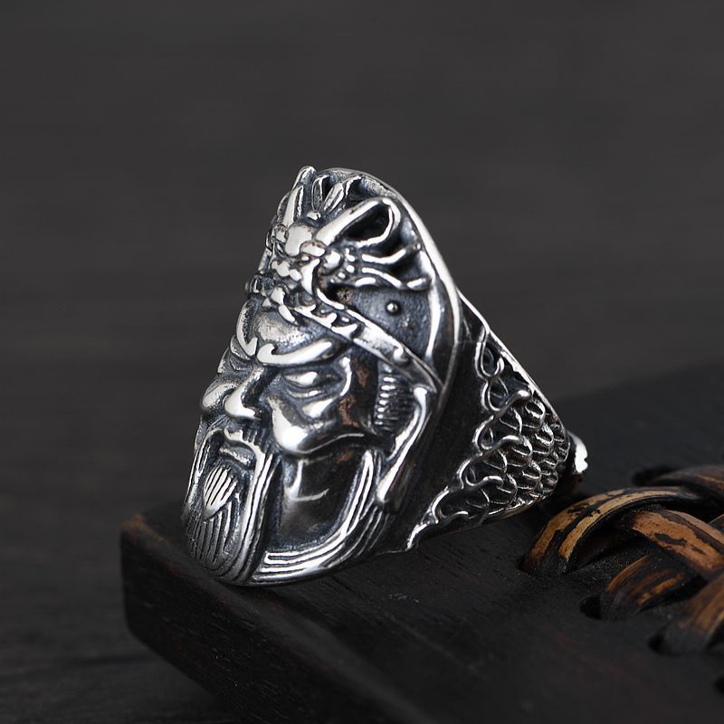 Cincin Jari Telunjuk Model Terbuka Motif Sisik Naga Untuk Pria