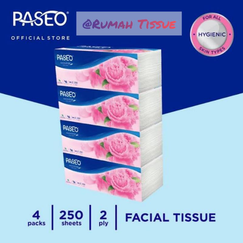 TERMURAH 4PCS TISSUE PASSEO ELEGANT TISSUE FACIAL SOFT PACK 250SHEET 2PLY