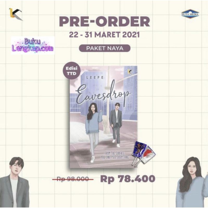 buku novel eavesdrop + ttd - Leefe original