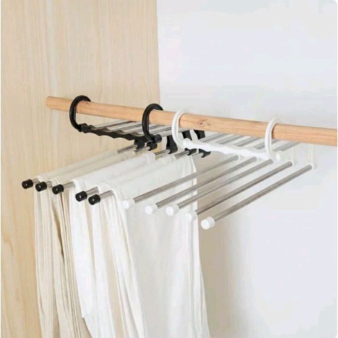 Gantungan Celana 5 in 1 Stainless Hanger Trousers rack Stainless/Rak Baju/Jilbab/Syal/Gantungan Celana kode