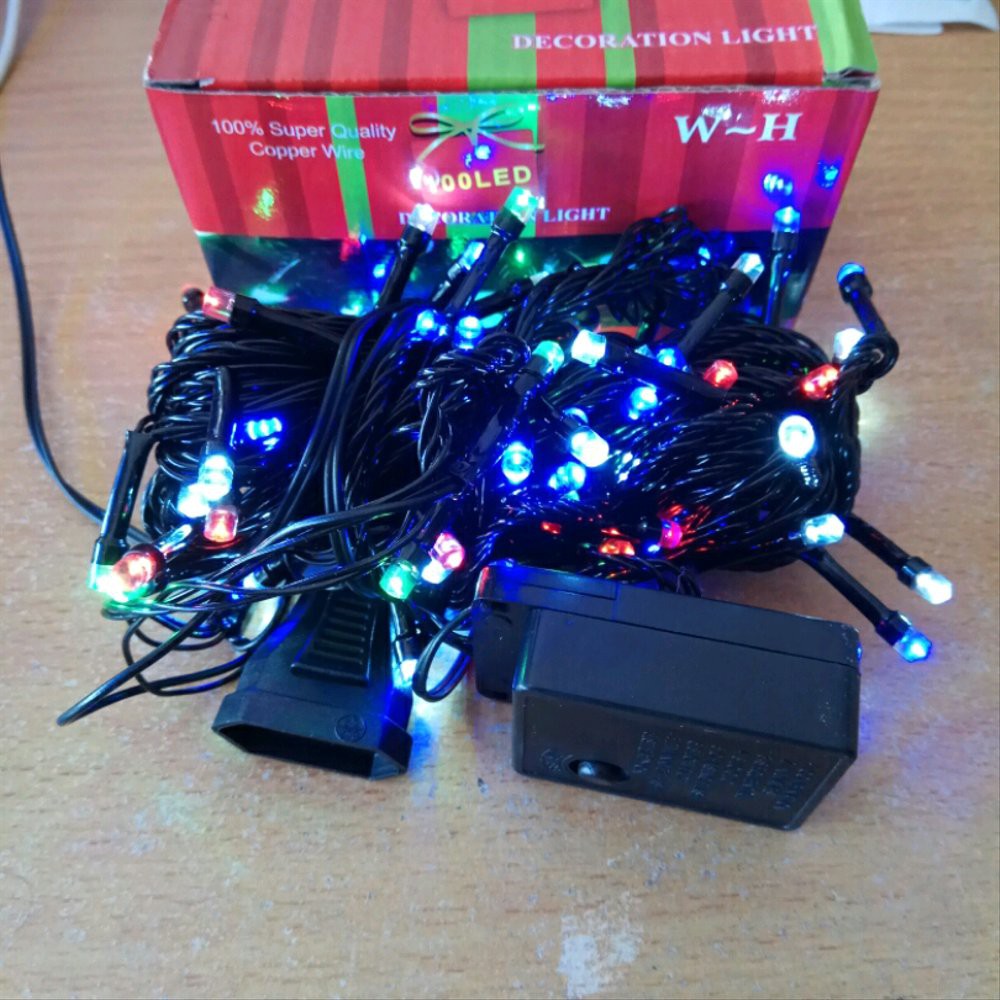 Lampu Natal Kabel Hitam 10 Meter Lampu Tumblr kabel hitam 10 Meter rainbow warna warni Led RGB