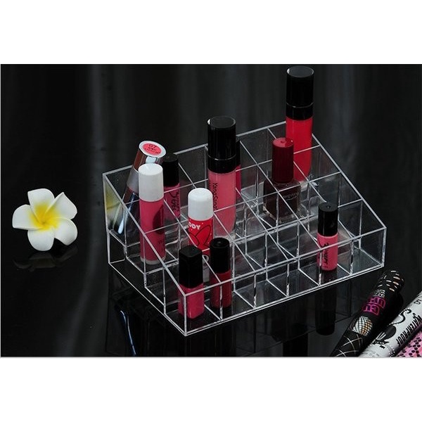 Sgmshop Rak Tempat lipstik akrilik Acrylic organizer lipstic holder 24 grid Slots Rak Penyimpanan Lipstick Acrylic 24 Slots