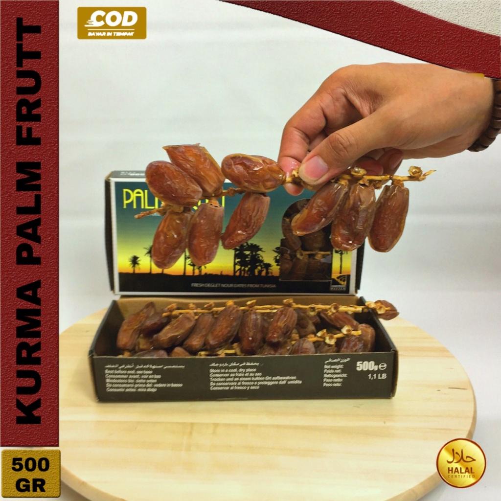 

KURMA PALM FRUTT / PALM FRUTT 500 gr Box / Kurma tunis Tangkai / oleh oleh haji umroh