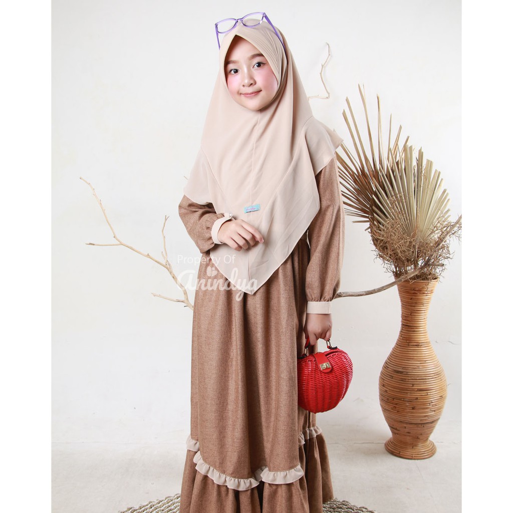 Baju Muslim Anak Perempuan Dan Gamis Zahara Satu Set Dengan Jilbab