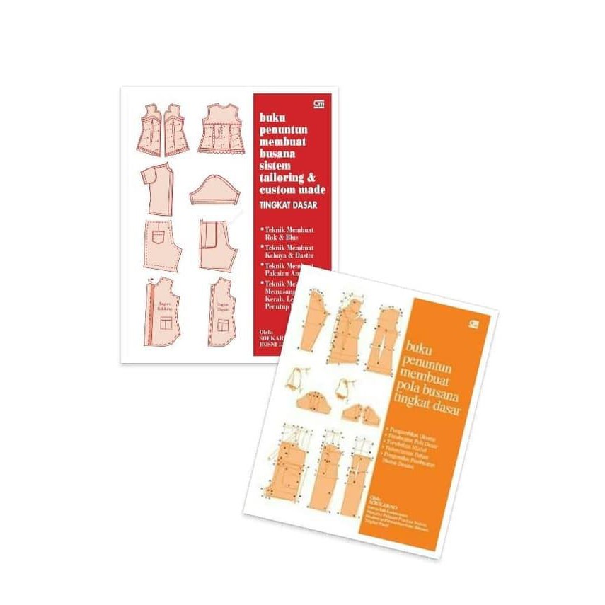 Buku Jahit Menjahit Paket 2 Buku Tailoring & Pola Busana Tingkat DASAR oleh Soekarno OMB25